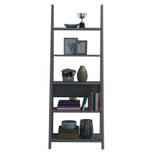 Riva Scandinavian Retro Ladder Bookcase Shelving Shelf Unit Dark Grey 5 Tier