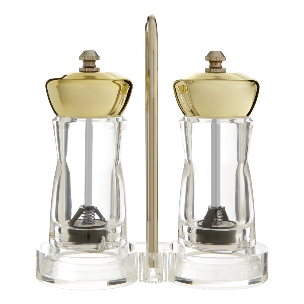 Premier Housewares Salt And Pepper Mill Set With Stand Gold