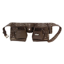 Heavy Duty 10 Pocket Professional Oil Tanned Leather Work Tool Belt Pouch