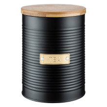 Typhoon Living Otto Airtight Tea Storage Canister with Bamboo Lid, 1.4 Litre, Matte Black / Gold