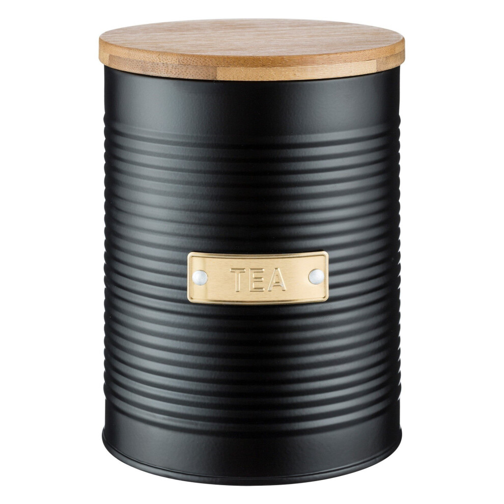 Typhoon Living Otto Airtight Tea Storage Canister With Bamboo Lid, 1.4 Litre, Matte Black / Gold