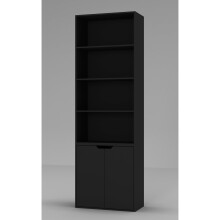 (Black) 6 Tier With 2 Door | Bookcase Set