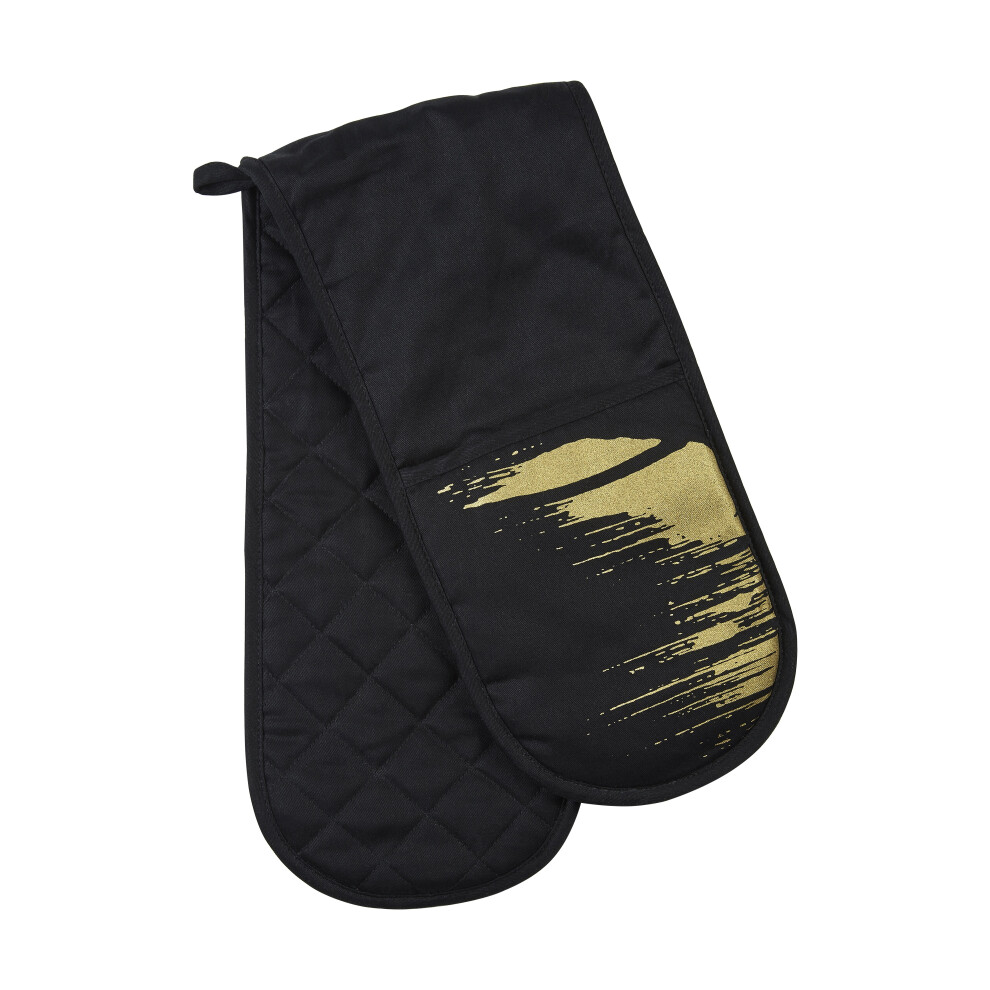 Premier Housewares Modern Retro Double Oven Glove Black