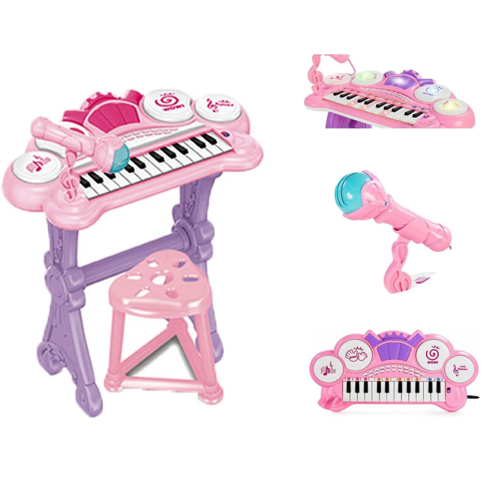 Pink toy piano with microphone online