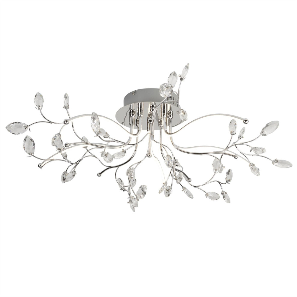 Searchlight Willow LED 5 Lights Glass Detail Chrome Ceiling Light Flush Lighting