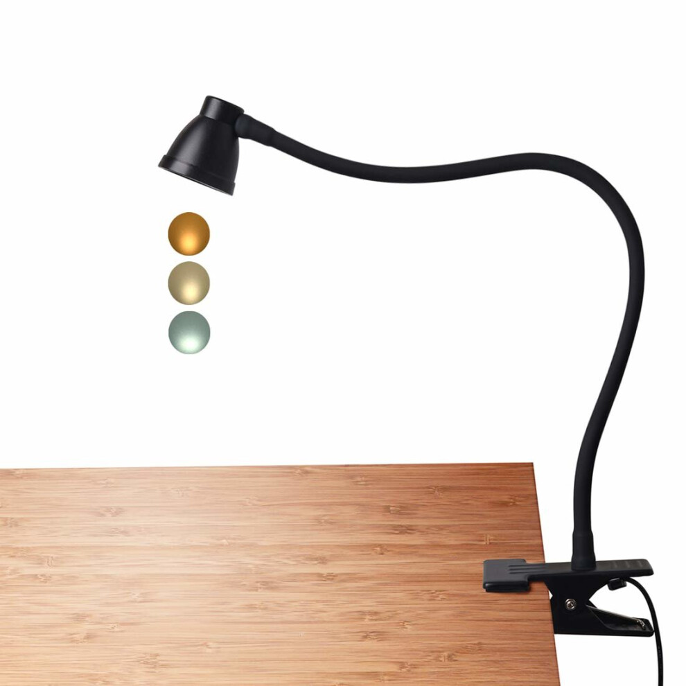 CeSunlight A8-Black Clip-On Desk Lamp: 3000-6500K Adjustable Color Temp, 6 Modes, 10 LEDs, USB-Cable & AC Adapter Included