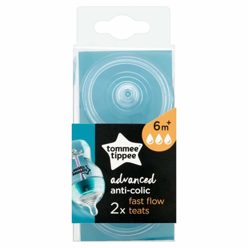 Tommee Tippee Tommee Tippee Advanced Anti-Colic Baby Bottle Silicone Teats, Fast Flow, 2 Pk