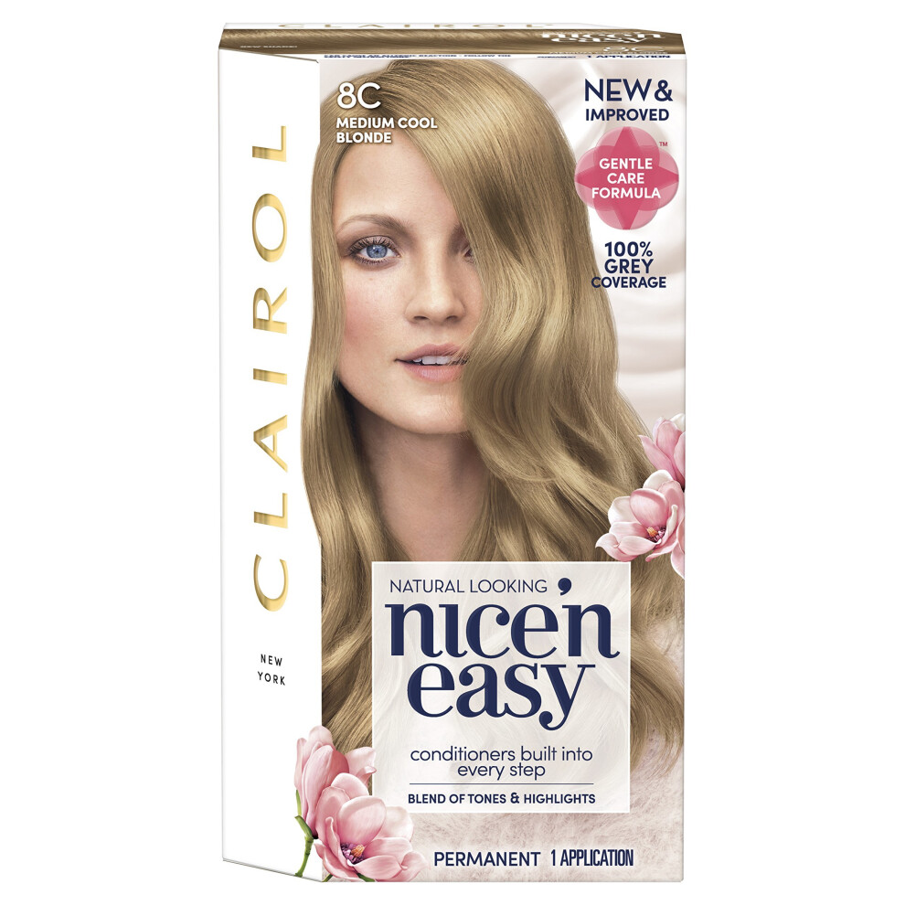 Clairol Nice' n Easy Permanent Hair Dye 8C Medium Cool Blonde