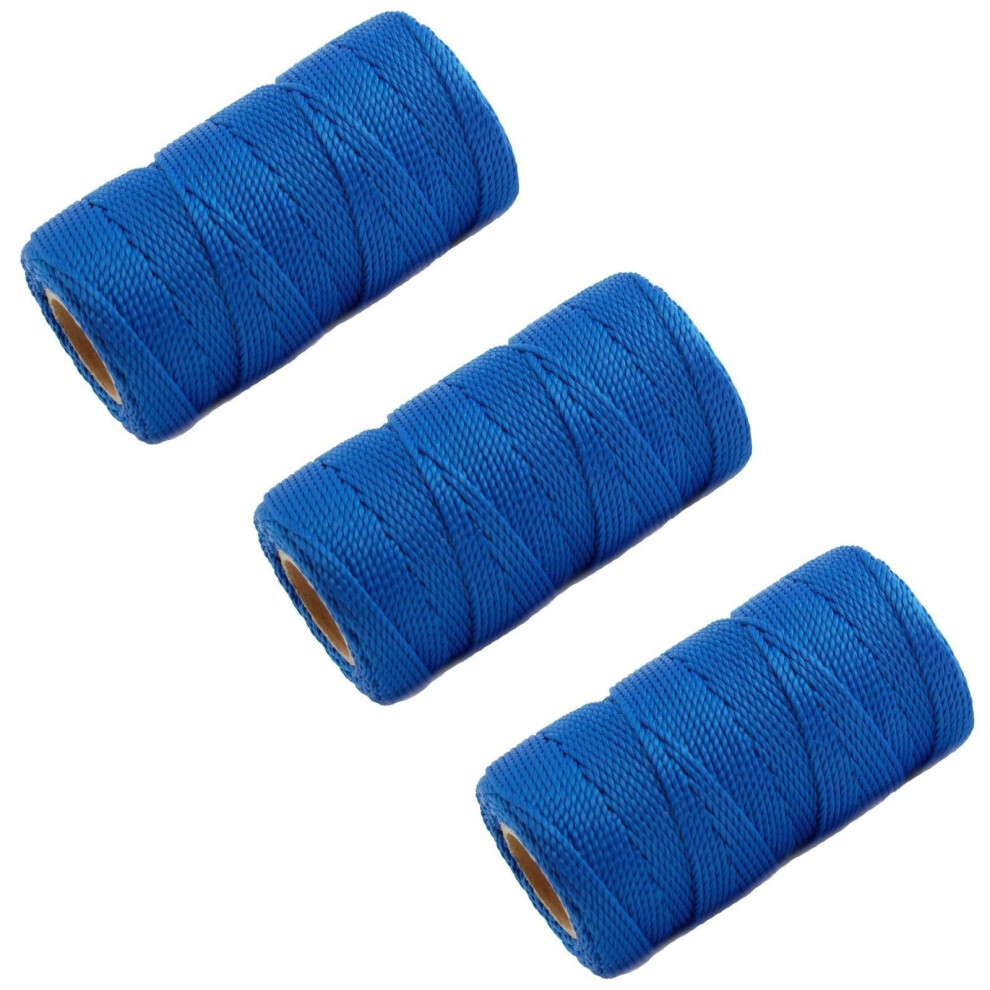 3 X Blue 70M Builders Building Brick Laying Measuring Masonry Rope String Line 5055282037232