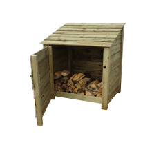 (4ft, Light Green) Wooden Log Store With Door - Standard Roof (L-119cm, H-126cm / 180cm, W-81cm)