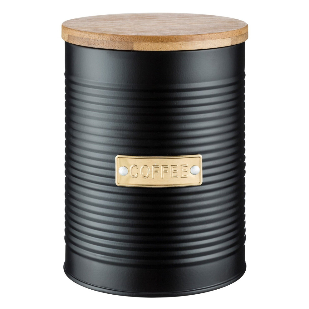 Typhoon Living Otto Airtight Coffee Storage Canister With Bamboo Lid, 1.4 Litre, Matte Black / Gold
