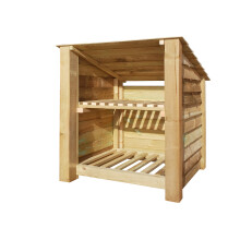(4ft, Light Green) Wooden Log Store With Kindling Shelf - Reversed Roof (L-119cm, H-126cm / 180cm, W-81cm)