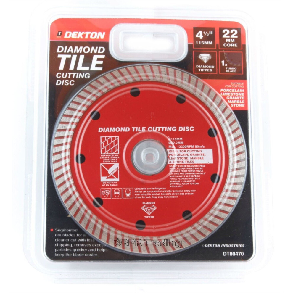 115mm Turbo Tile Diamond Cutting Disc Angle Grinder Blade Porcelain Stone 4.5"