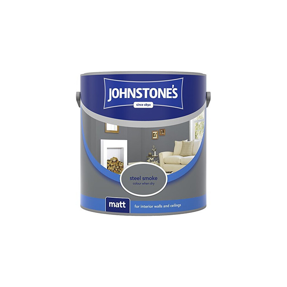 (Steel Smoke, 2.5L) Johnstone's Matt Emulsion | Matt Wall Paint