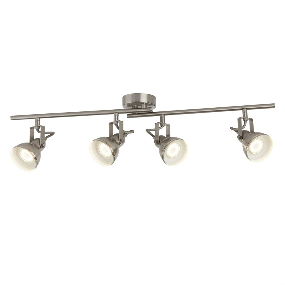 Searchlight Focus 4 Lights Satin Silver Industrial Ceiling Spotlight Split-Bar