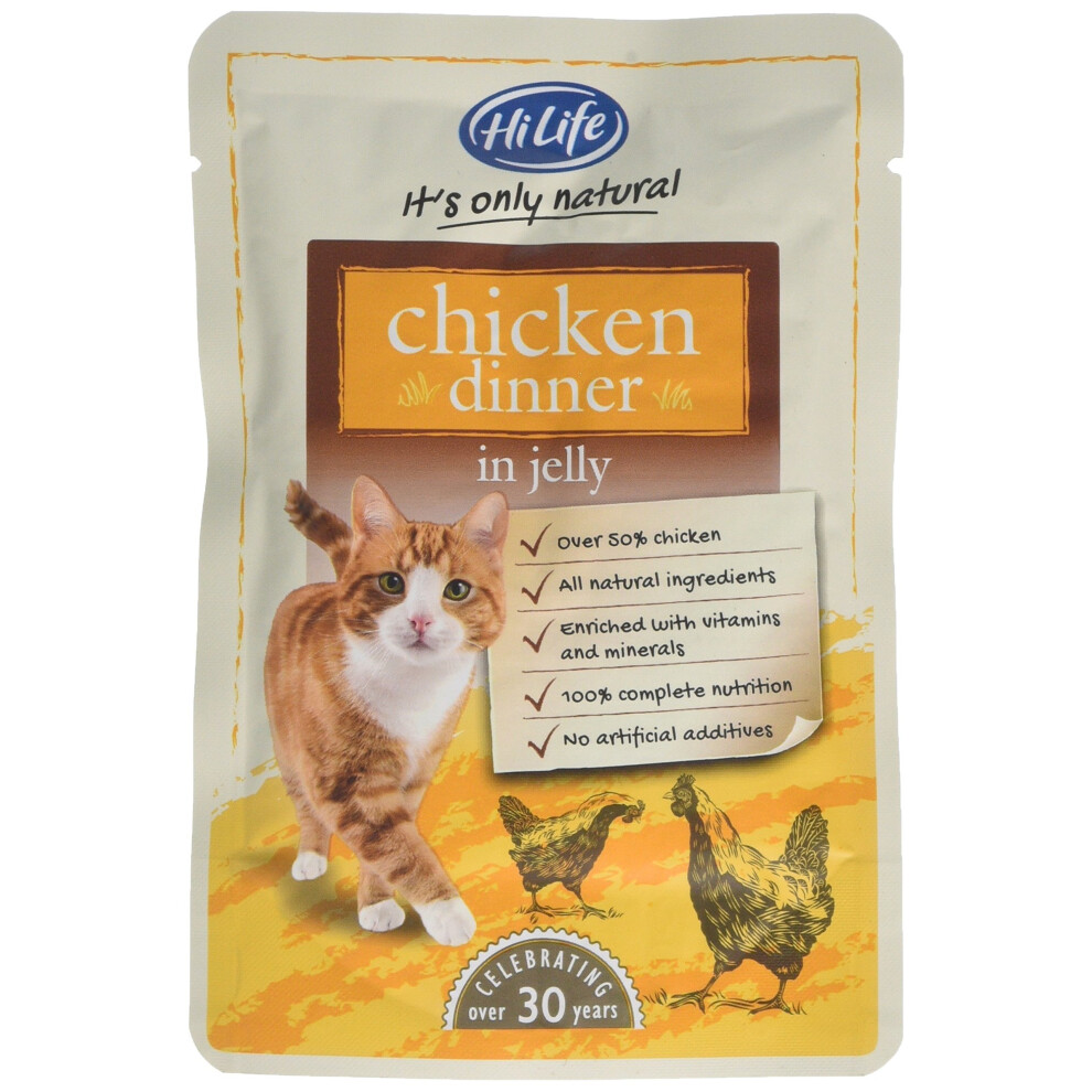 HiLife it's Only Natural Chicken Dinner Cat Food, 18 x 70 g