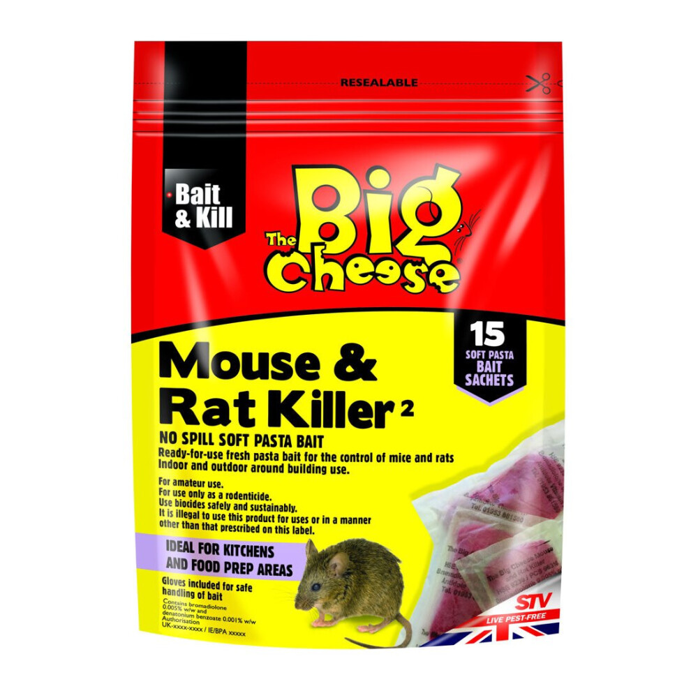 The Big Cheese Mouse & Rat Killer Past Sachets Pk15 (Pack of 6)