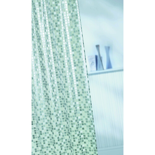 Croydex Croydex Silver Mosaic Fully Waterproof PVC Shower Curtain 1