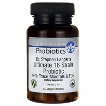 Swanson Probiotics Dr. Stephen Langer's Ultimate 16 Strain Probiotic with FOS, 60 Cápsulas DR Vegetarianas