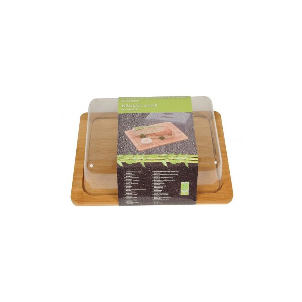 Bamboo Cheese Serving And Storage Case With Plastic Lid