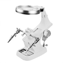 LED Light Helping Third Hand Magnifier Station, YOCZOX Multifunctional Welding Led Magnifier Soldering Iron Stand, 10 LED Lighting 3X Main Lens &...