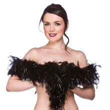 Black & Silver Feather Boa - Default Title