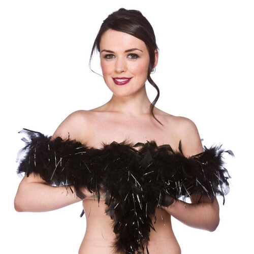 Black & Silver Feather Boa - Default Title