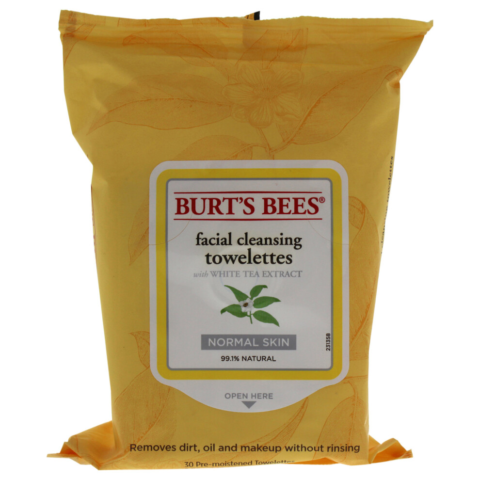 Facial Cleansing Towelettes - White Tea Extract by Burts Bees for Unisex - 30 Pc Towelettes