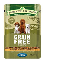 James Wellbeloved Puppy Turkey Grain Free Pouch, 100 g, Pack of 12