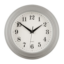 Premier Housewares Grey Wall Clock 2200918 - Battery Operated, White Dial, Contemporary Round Plastic Frame