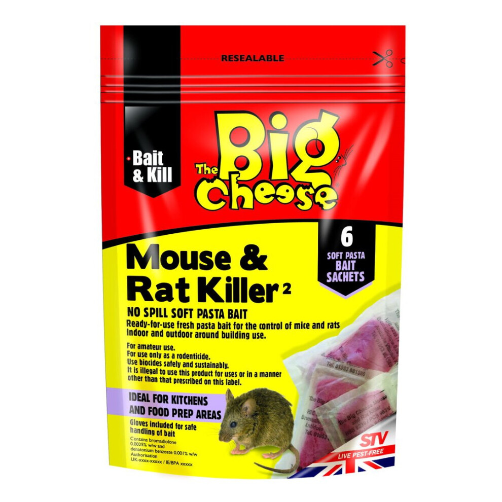 The Big Cheese Mouse & Rat Killer Pasta Sachet Pk6 (Pack Of 6)