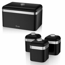 (Black) 4pc Swan Retro Kitchen Storage Set