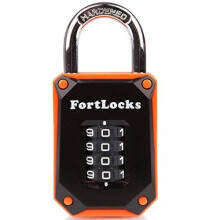 FortLocks Gym Locker Lock - 4 Digit, Heavy Duty, Hardened Stainless Steel, Weatherproof and Outdoor Combination Padlock - Easy to Read Numbers -...