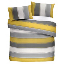 Fusion - Betley - Classic Wide Stripe Duvet Cover Set - Double, Ochre