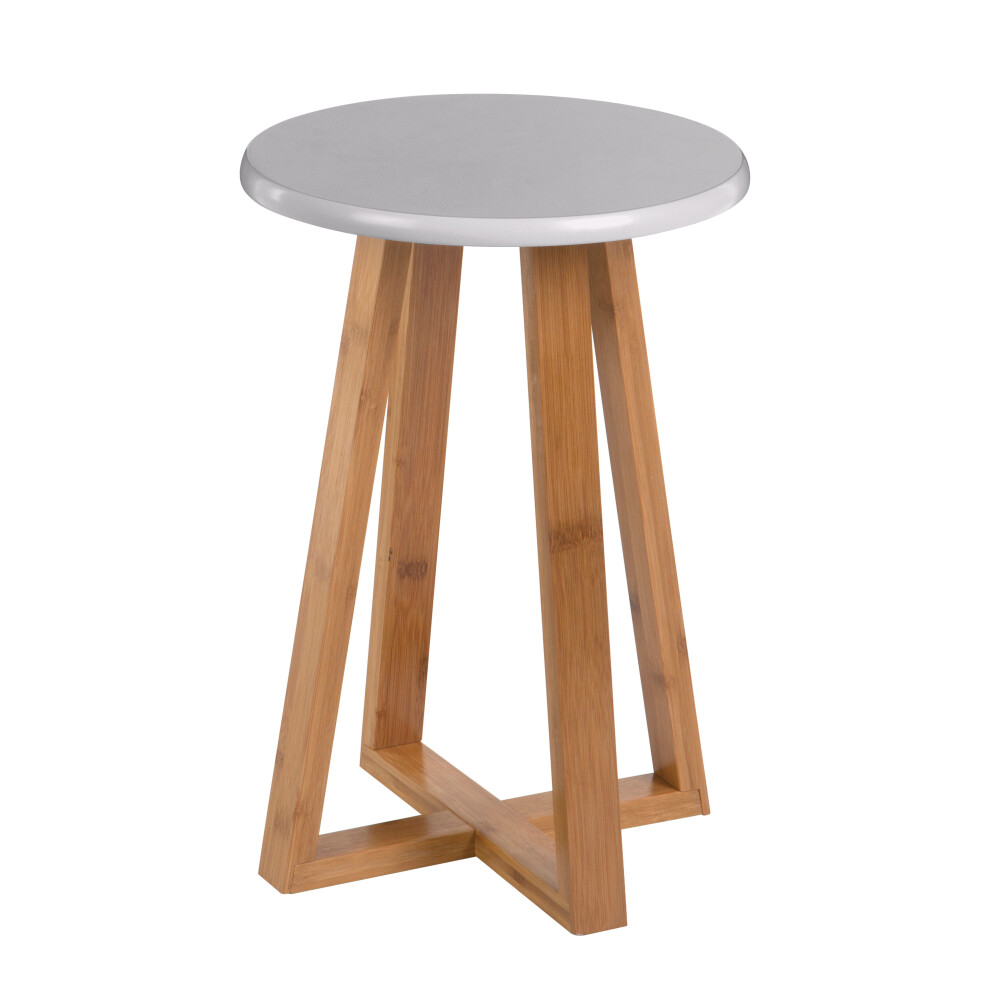 Premier Housewares Viborg Bamboo Round Stool Grey
