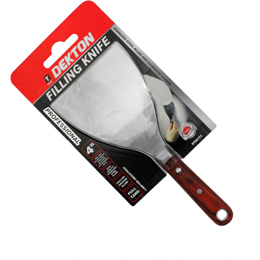 Dekton Stainless Steel Fill Knife Decorators Joint Tang Scraper 4" (100Mm)