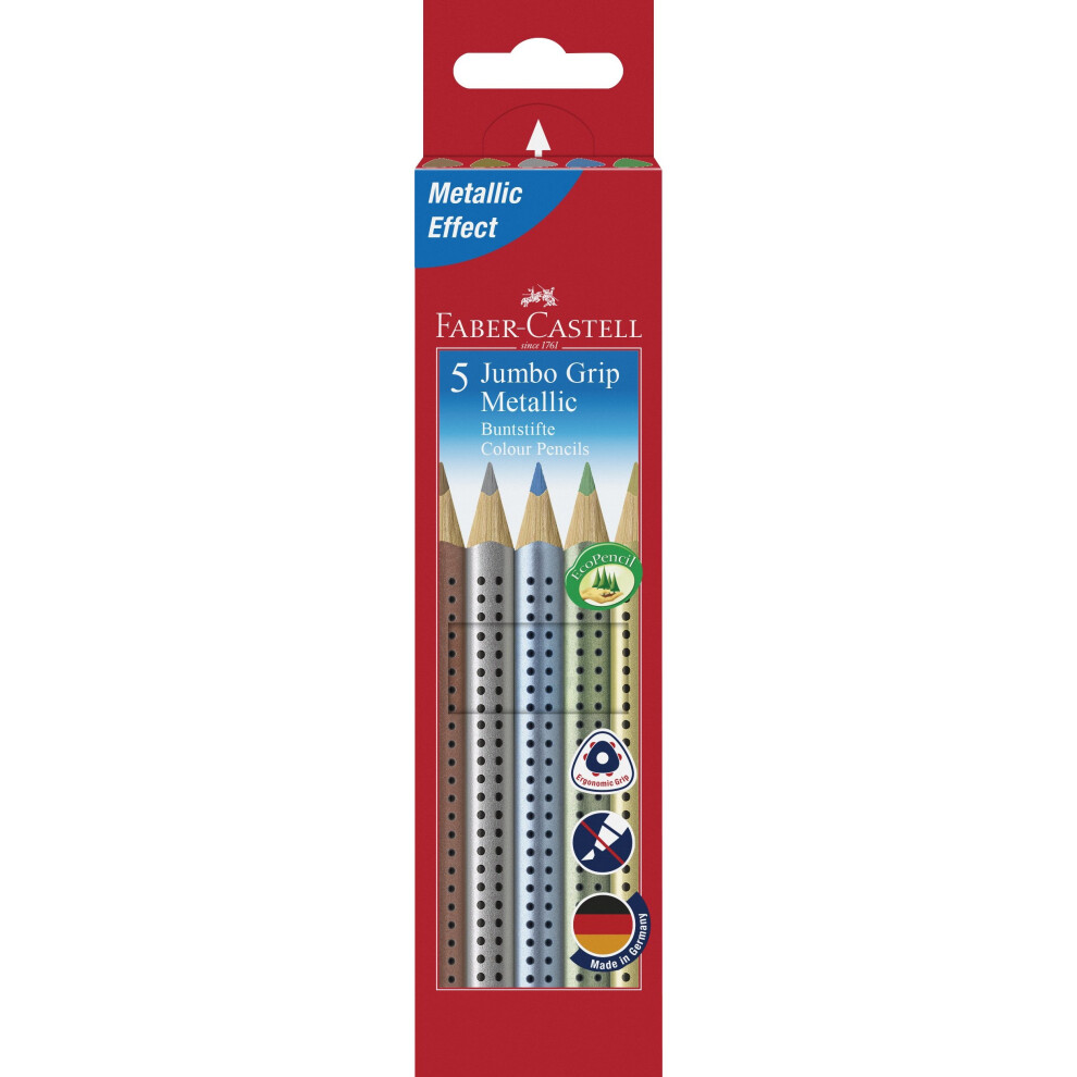 Faber-Castell 110993 5 Jumbo Grip Metallic Colour Pencil