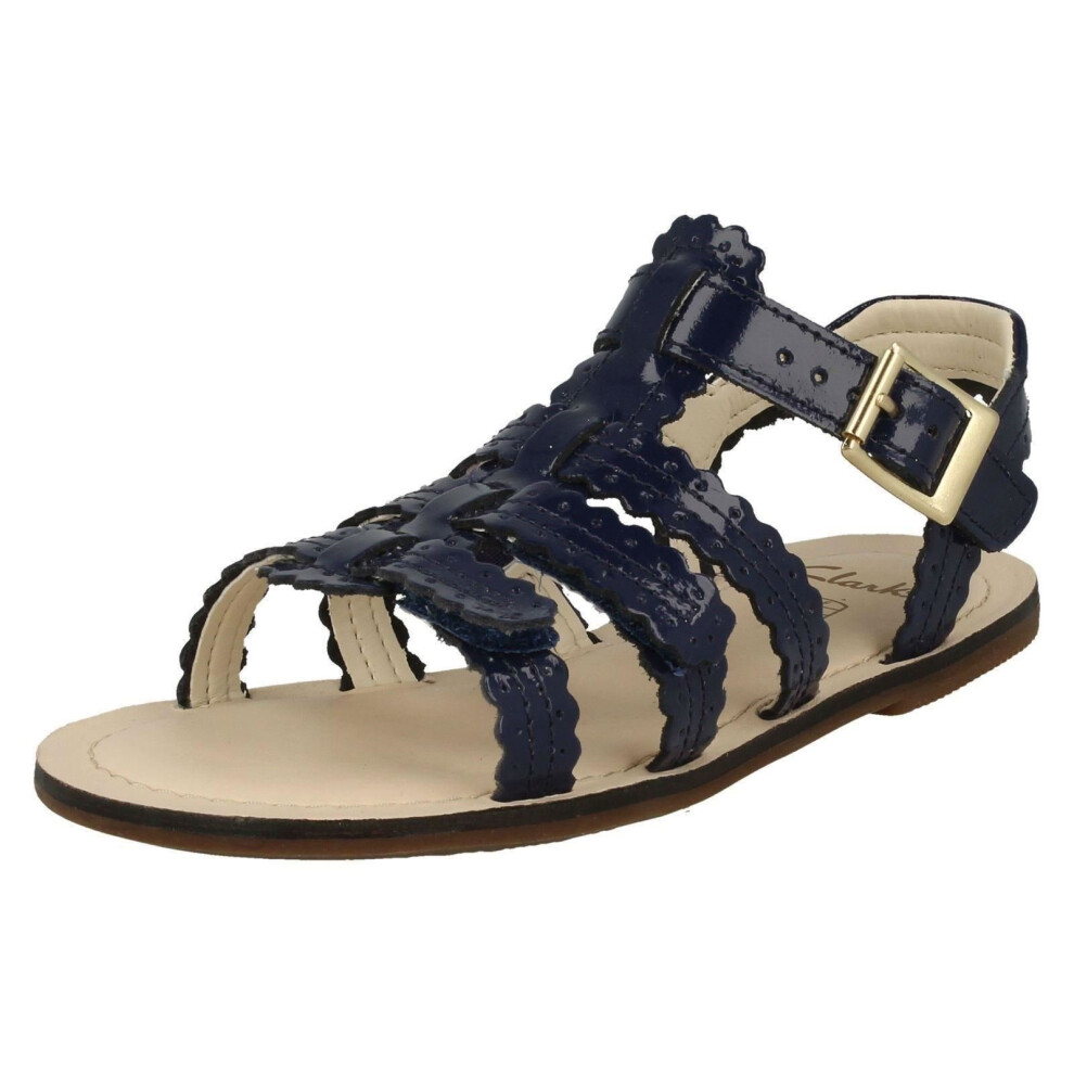 Clarks (Uk 11 Child, Blue) Girls Buckle Fastening Open Toe Sandals Loni Moon - F Fit