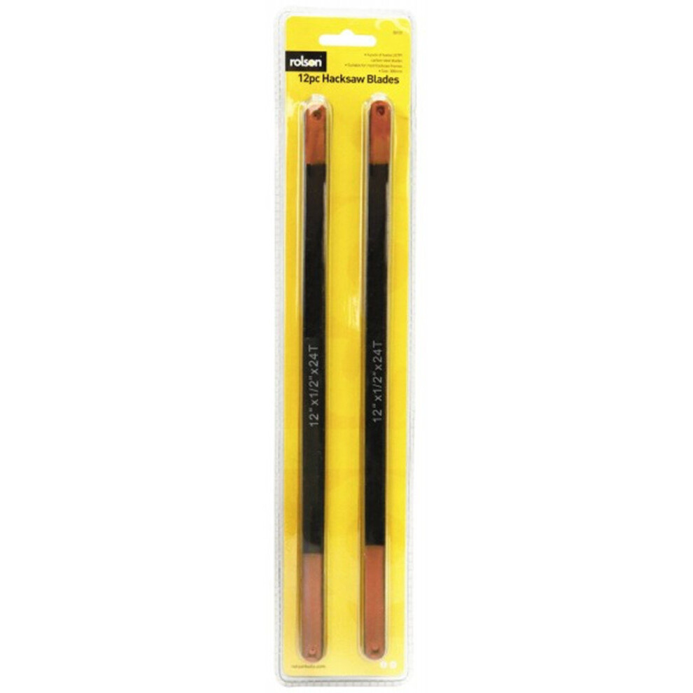 Rolson 12Pc Replacement Hacksaw Senior 12'' Blades 300Mm Blade 24Tpi 58920