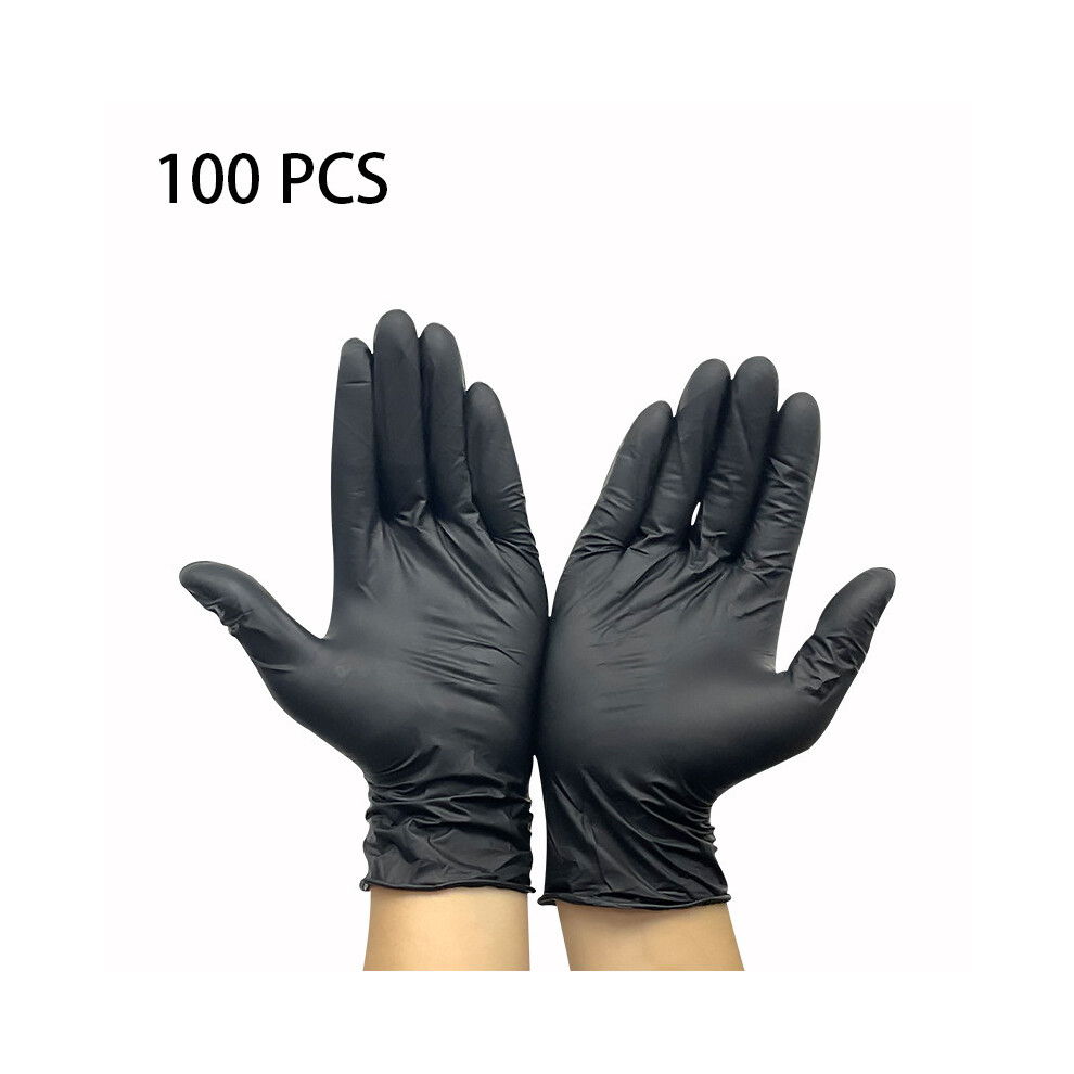 (Black-100pcs, Small) 100pcs Powder Free Nitrile Gloves Medical Supplies