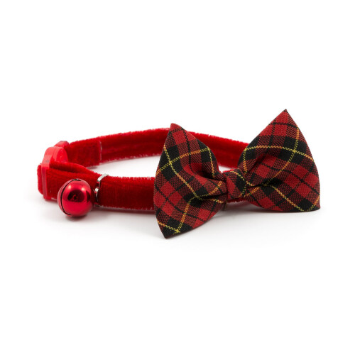 Ancol Safety Buckle Cat Collar Vintage Bow Tartan