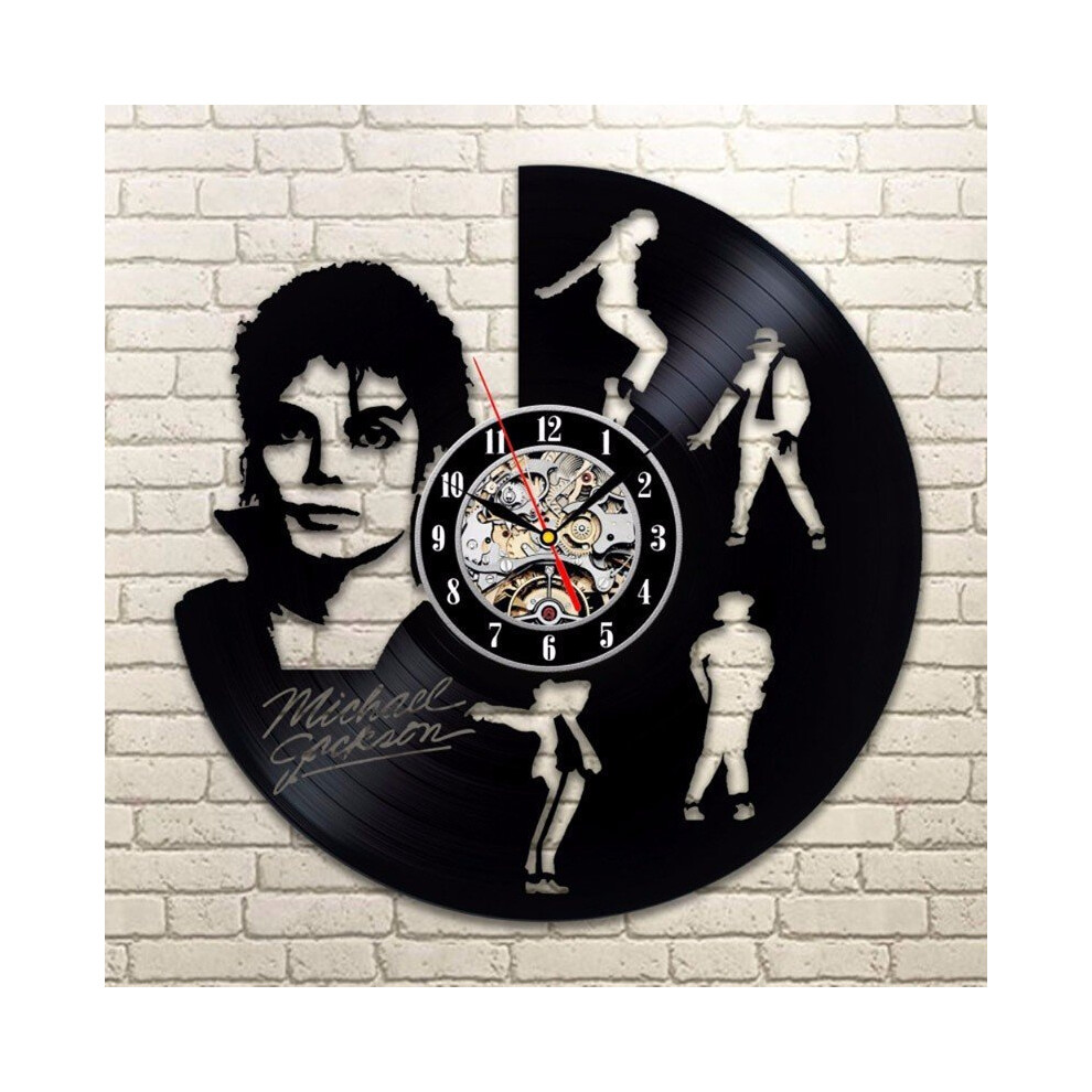 Dancing Michael Jackson Design Vinyl Record Led Light Wall Clock