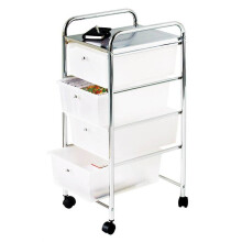4 Tier Plastic Drawers With Chrome Frame White