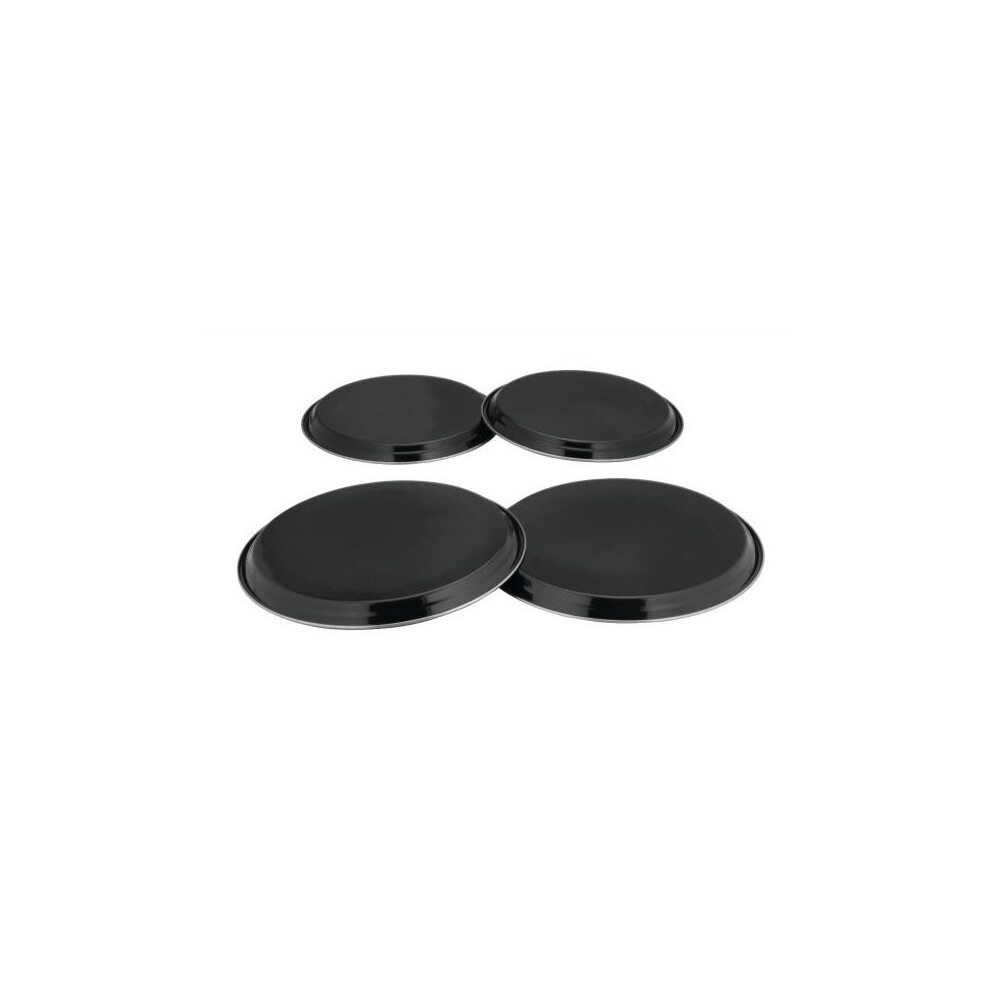 Colours 4Pc Electric Gas Cooker Hob Cover Set Stainless Steel - Black