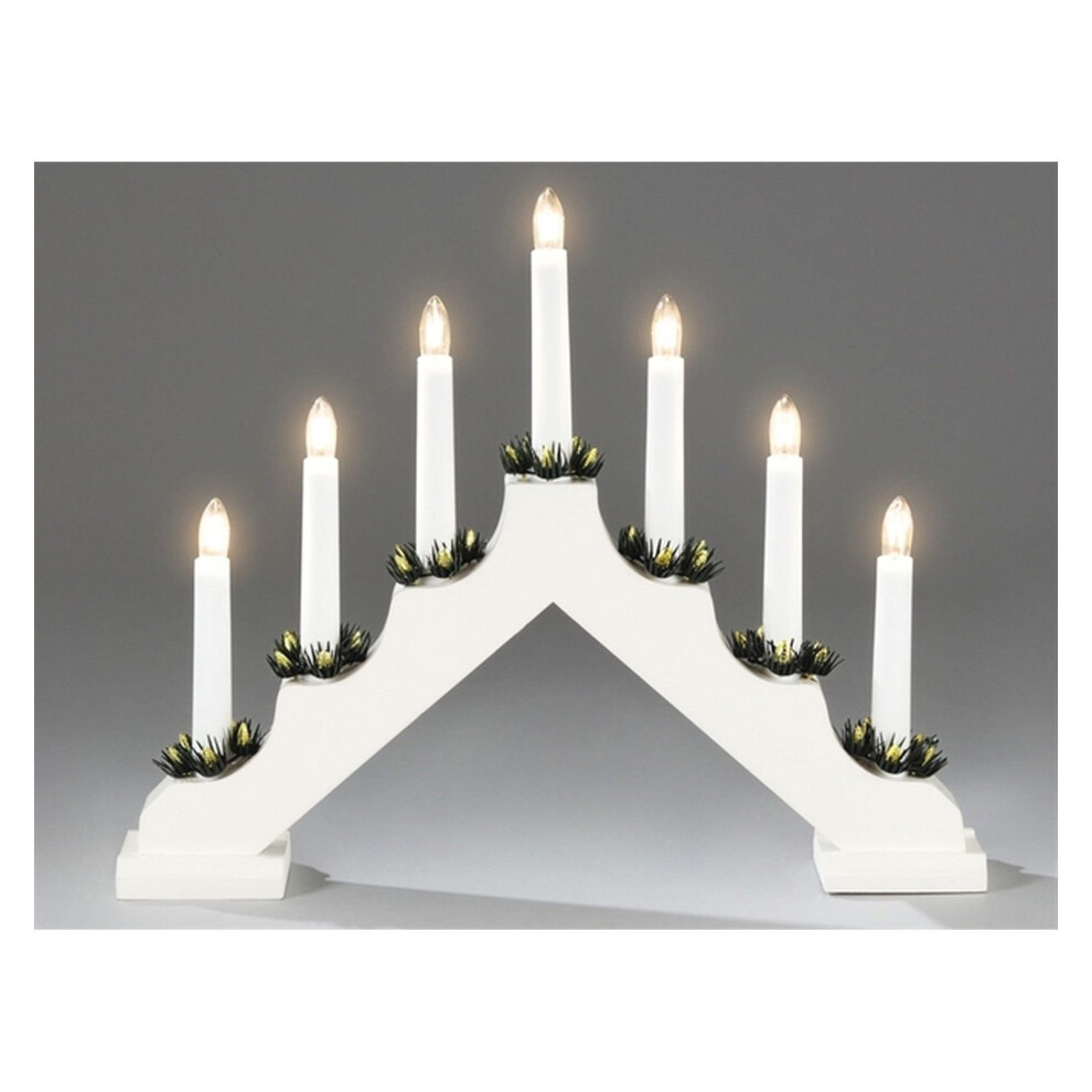 Xmas Static Indoor White wooden 7 lights CANDLE ARCH / CANDLELIER/ bridge