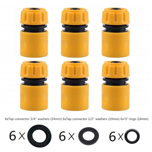 Topways 6 pack Hose End Quick Connect fitting 1/2" Hose Pipe Quick Connector 2