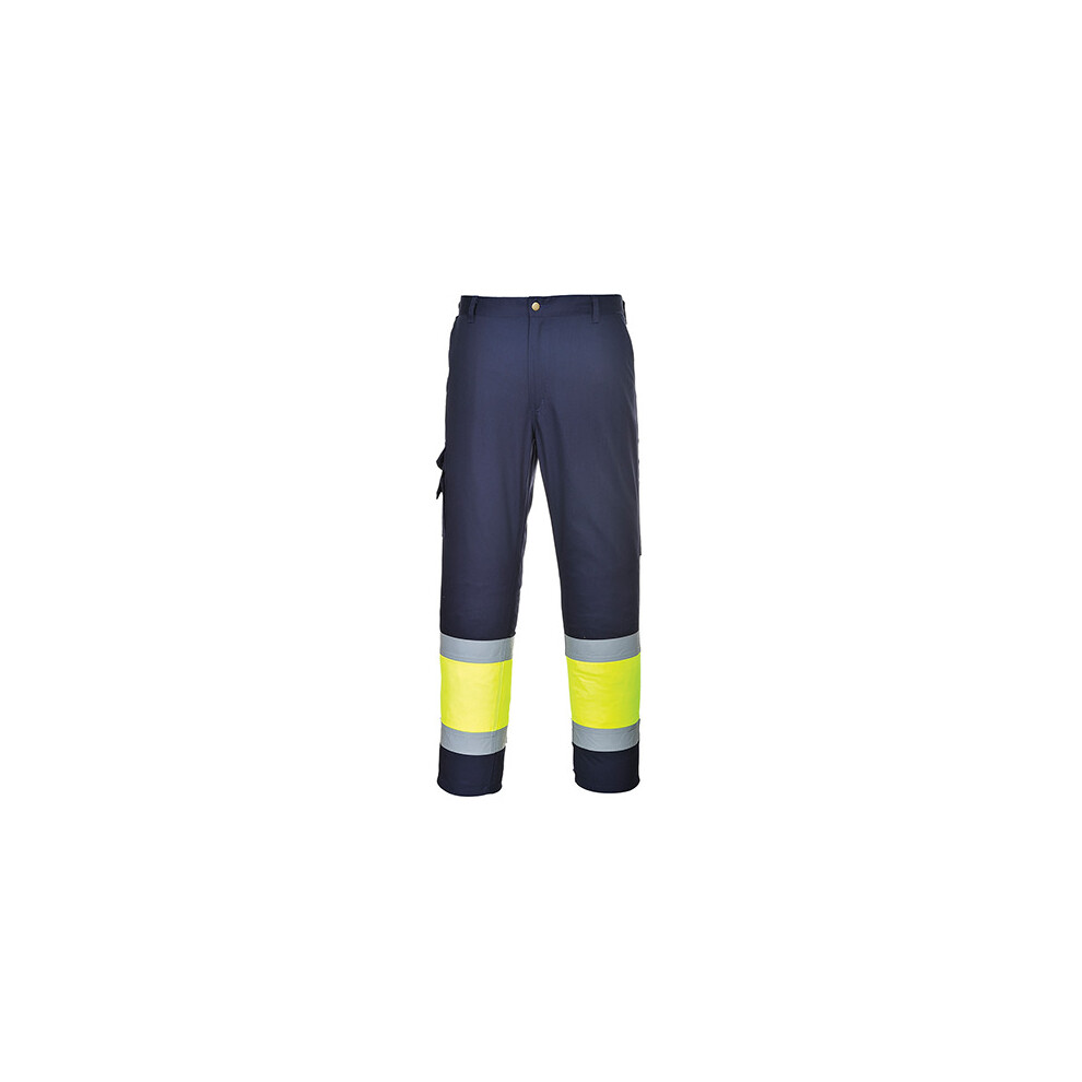 Portwest ( & Navy, Large) Hi-Vis 2-Tone Combat Trousers Yellow