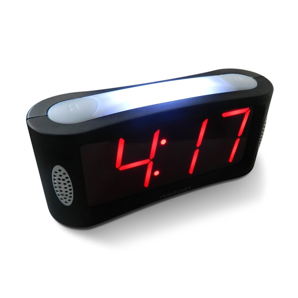 HOME LED Digital Alarm Clock - Mains Powered, No-Frills, Big Red Digits, Night Light, Alarm/Snooze, Battery Backup, UK Plug, C-14112223