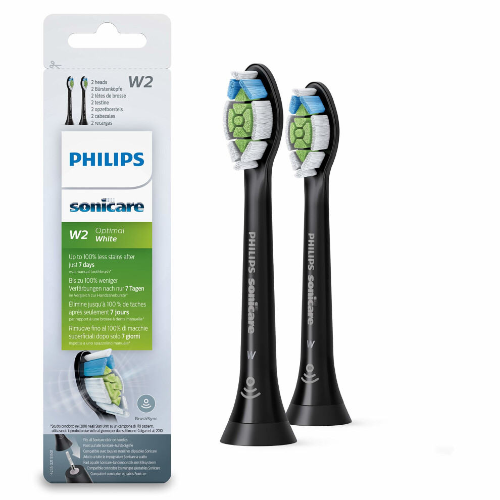 Philips Sonicare Optimal White BrushSync Enabled Replacement brush Heads, 2pk, Black - HX6062/13