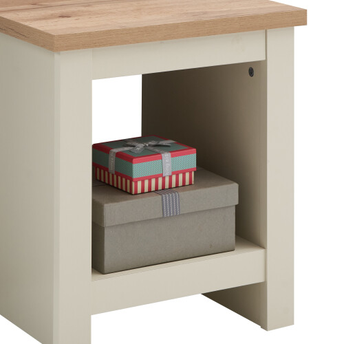 Timber Art Design UK Lisbon Side Lamp Table Bedside Cabinet With Open Storage Shelf Cream 2